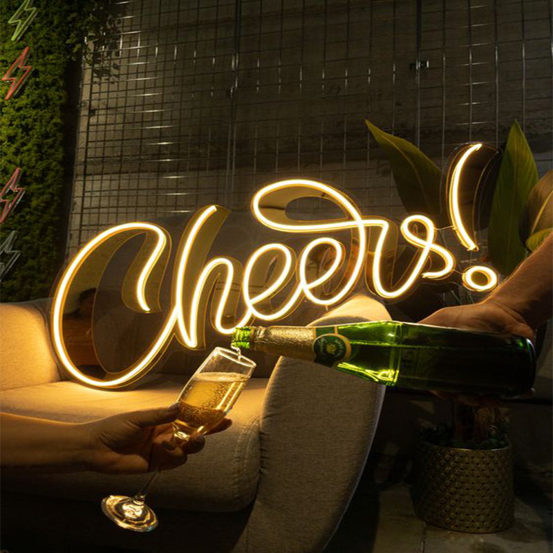 HDJSign - Cheers LED Neon Sign Warm White Party Decor HDJ Sign