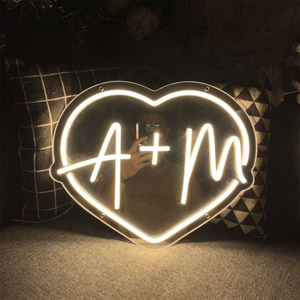 HDJSign - Custom Initials Heart Wedding Neon Sign HDJ Sign