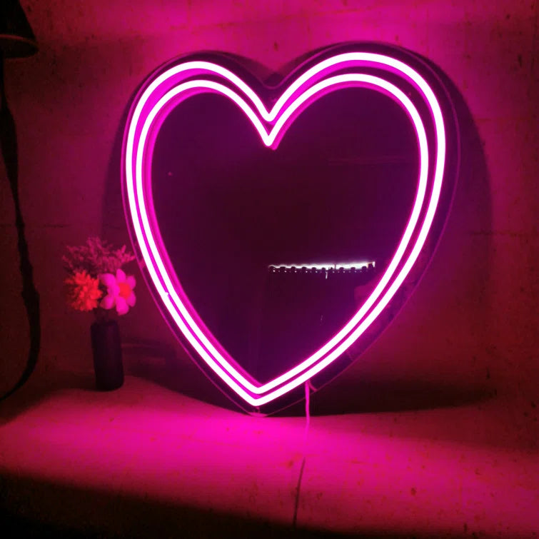 HDJSign - Double Heart Mirror Neon Sign HDJ Sign