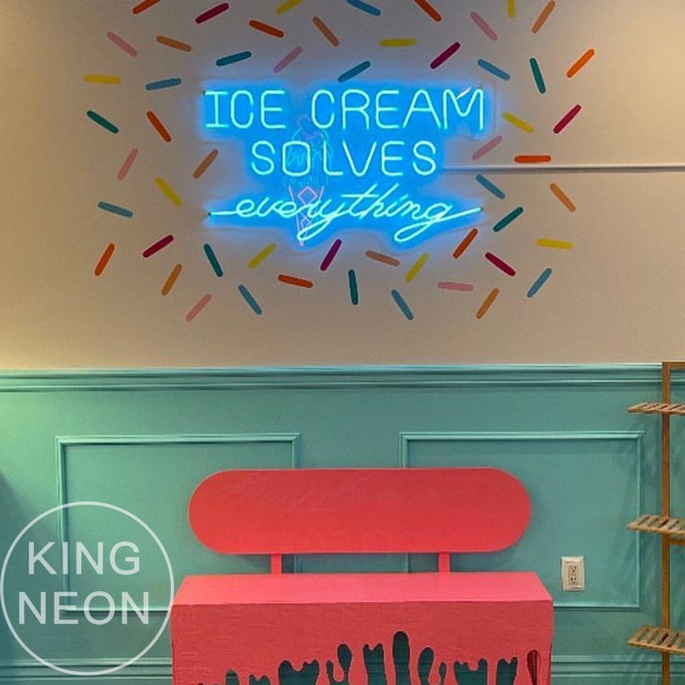 HDJSign - Ice Cream Solves Everything Business Neon Sign HDJ Sign