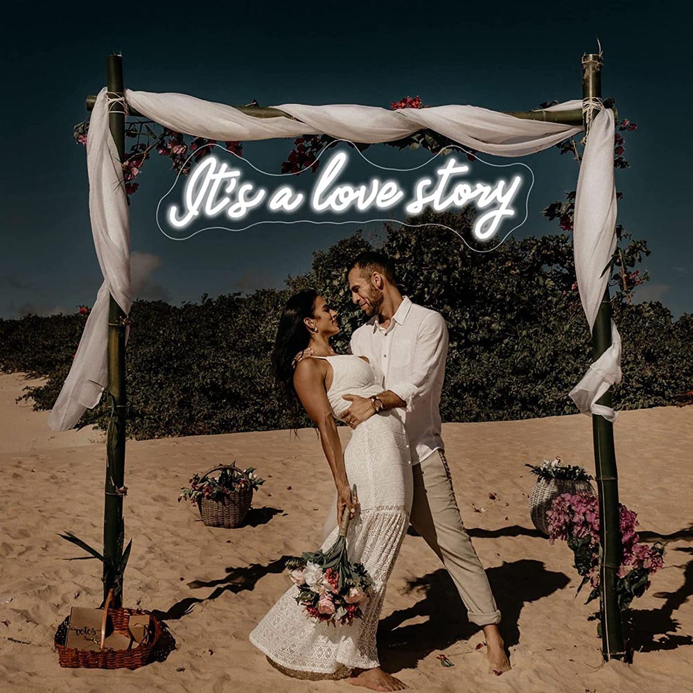 HDJSign - It's A Love Story Wedding Neon Sign HDJ Sign