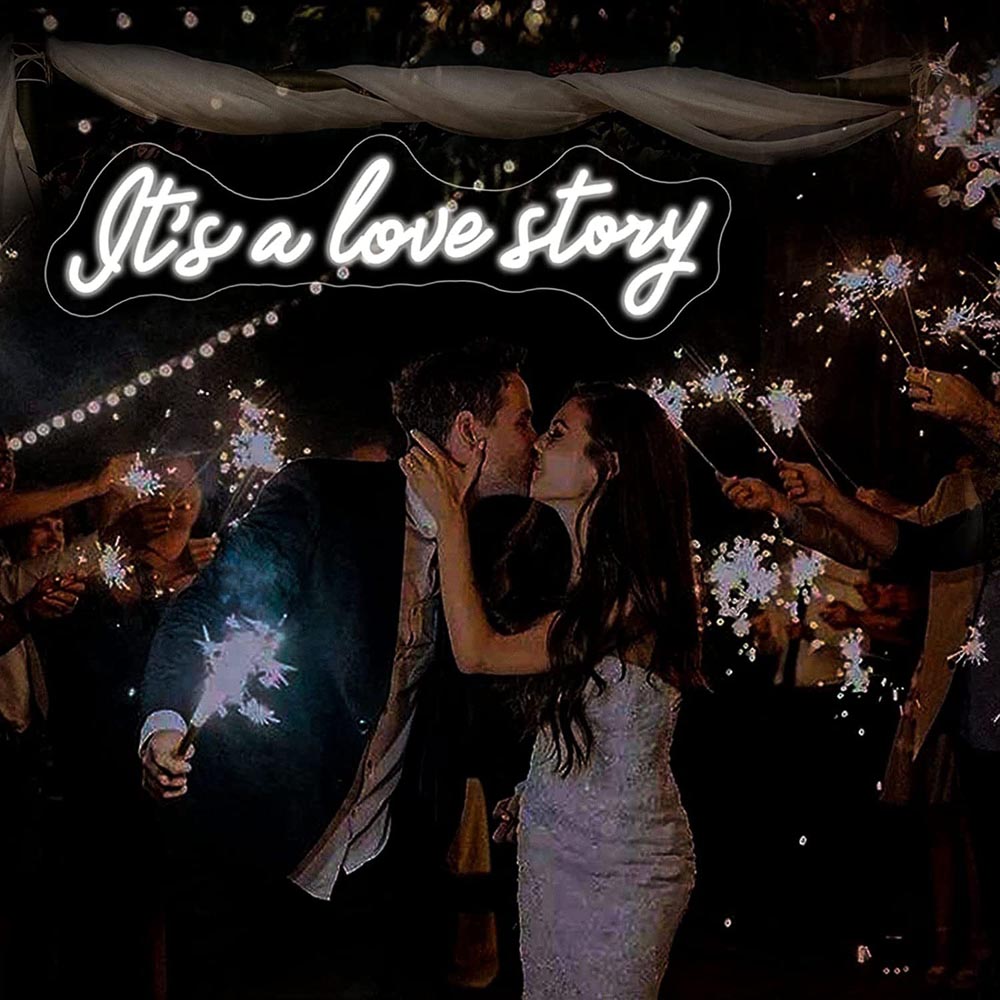 HDJSign - It's A Love Story Wedding Neon Sign HDJ Sign