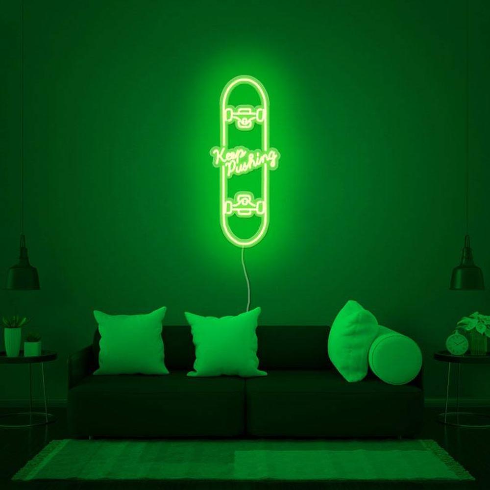 HDJSign - Keep Pushing Skateboard Sport Neon Sign HDJ Sign