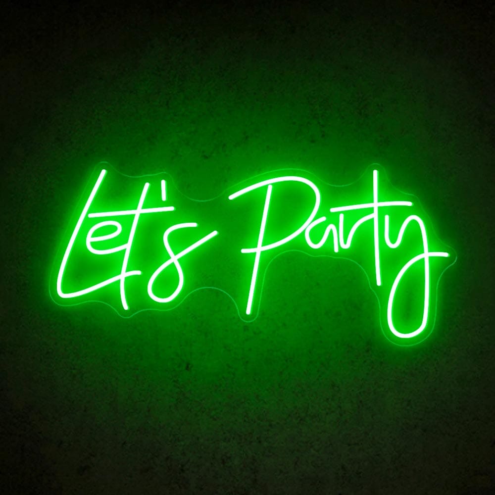 HDJSign - Let's Party Neon Sign Party Party Green 20" x 9" 