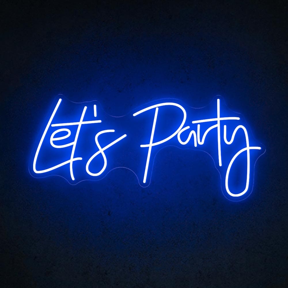 HDJSign - Let's Party Neon Sign Party Party Blue 20" x 9" 