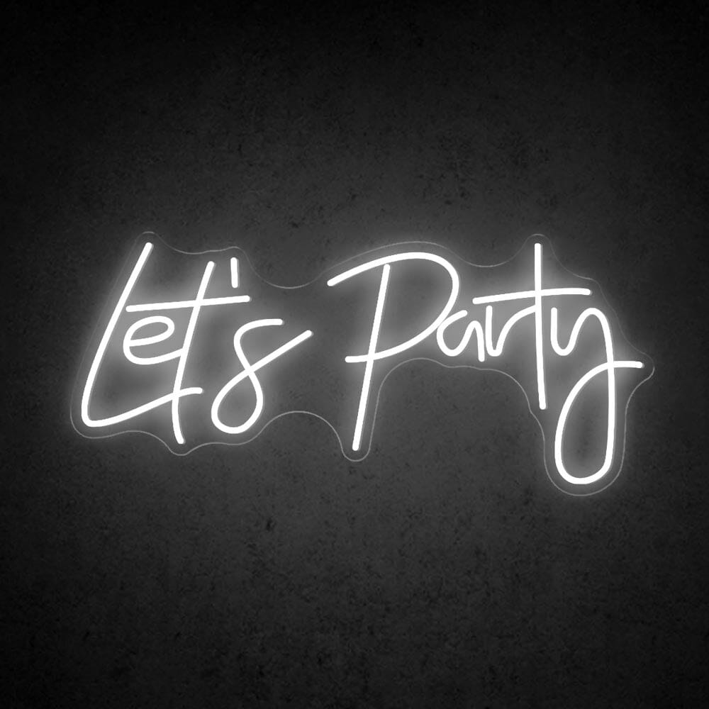 HDJSign - Let's Party Neon Sign Party Party Cool White 20" x 9" 