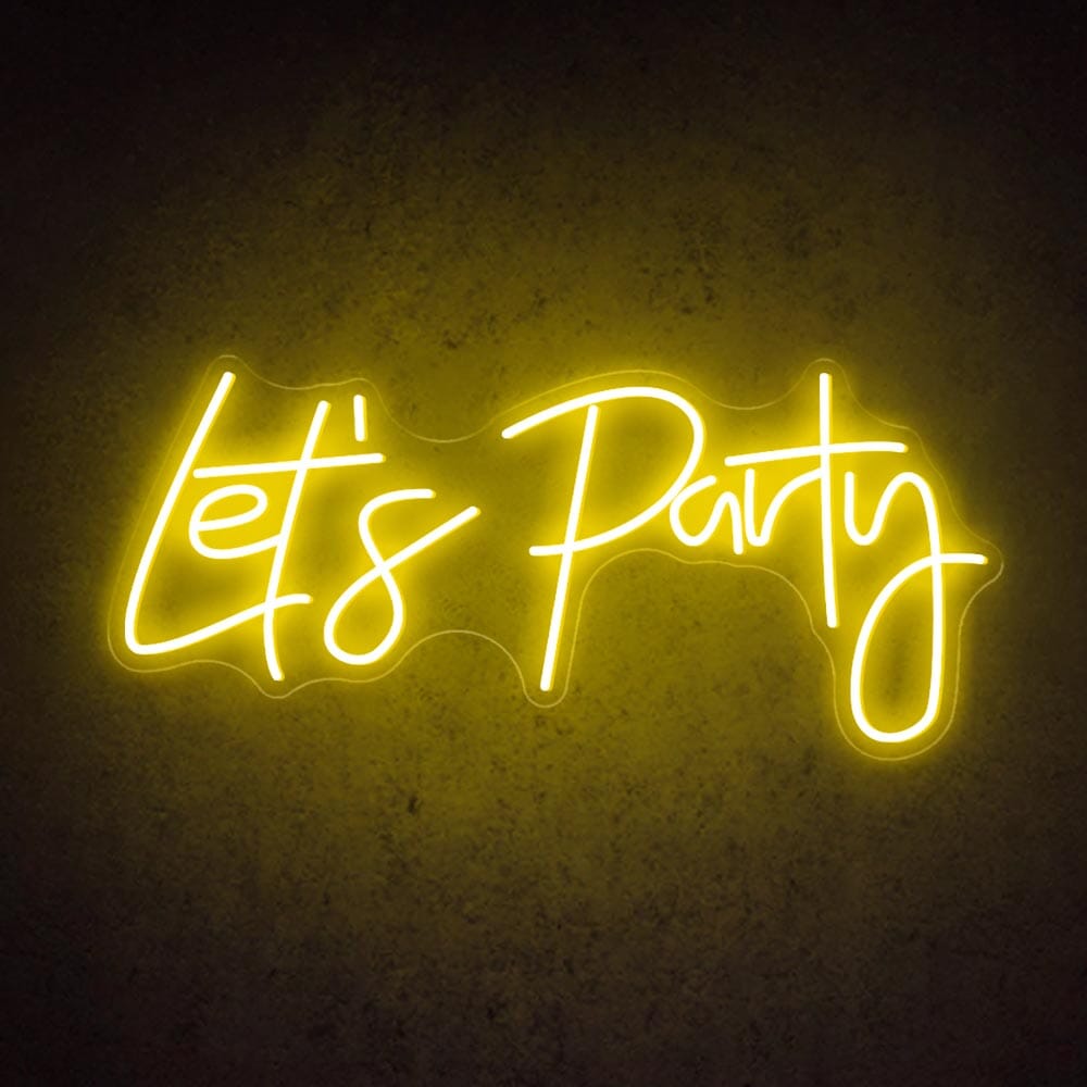 HDJSign - Let's Party Neon Sign Party Party Yellow 20" x 9" 