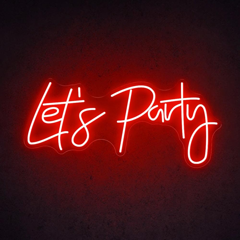 HDJSign - Let's Party Neon Sign Party Party Red 20" x 9" 