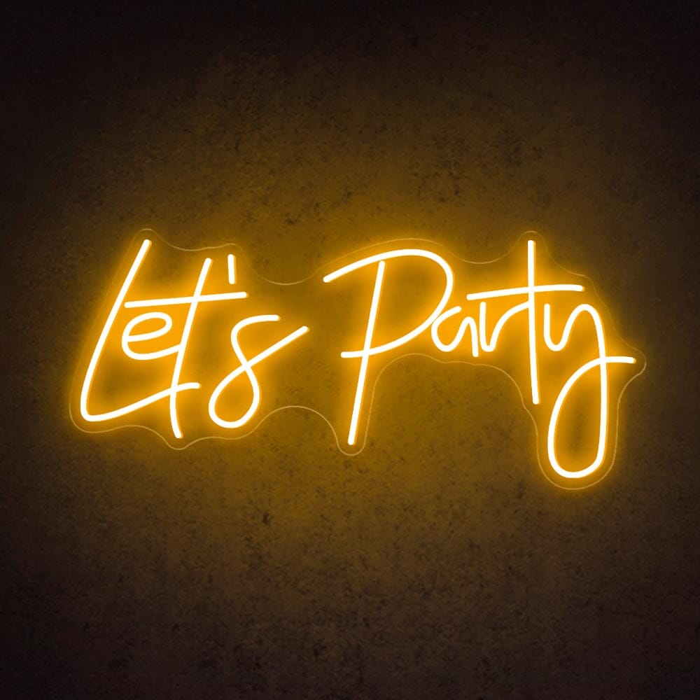 HDJSign - Let's Party Neon Sign Party Party Warm White 20" x 9" 