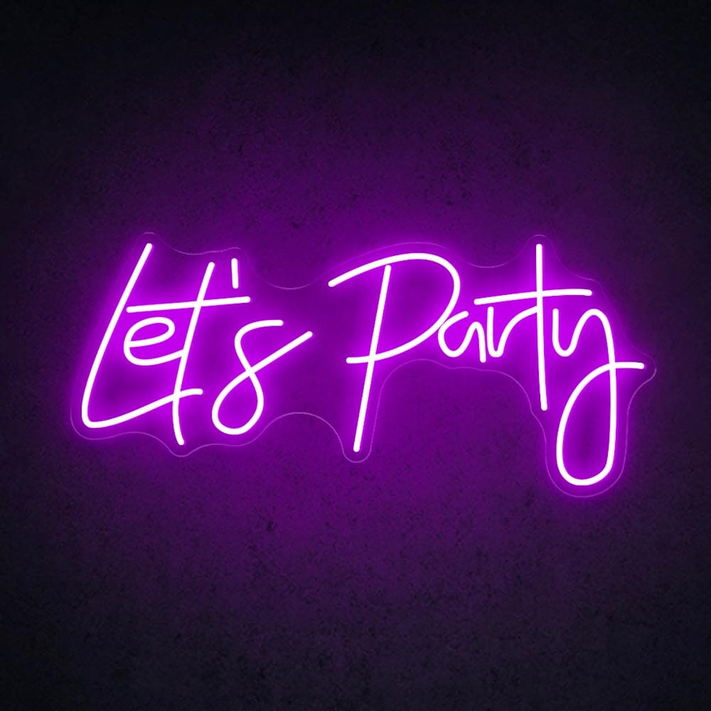 HDJSign - Let's Party Neon Sign Party Party Purple 20" x 9" 