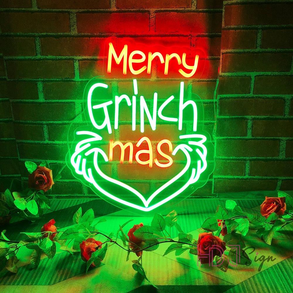 HDJSign - Merry Christmas Grinch Holiday Neon Sign HDJ Sign