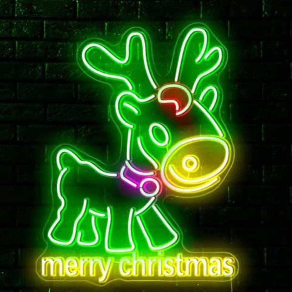 HDJSign - Merry Christmas Reindeer Holiday Neon Sign HDJ Sign