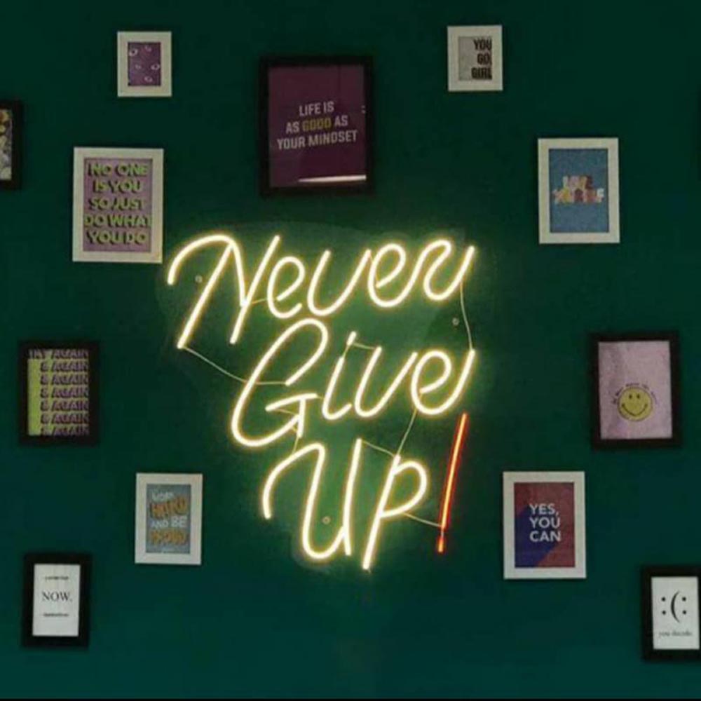 HDJSign - Never Give Up Quote Neon Sign HDJ Sign