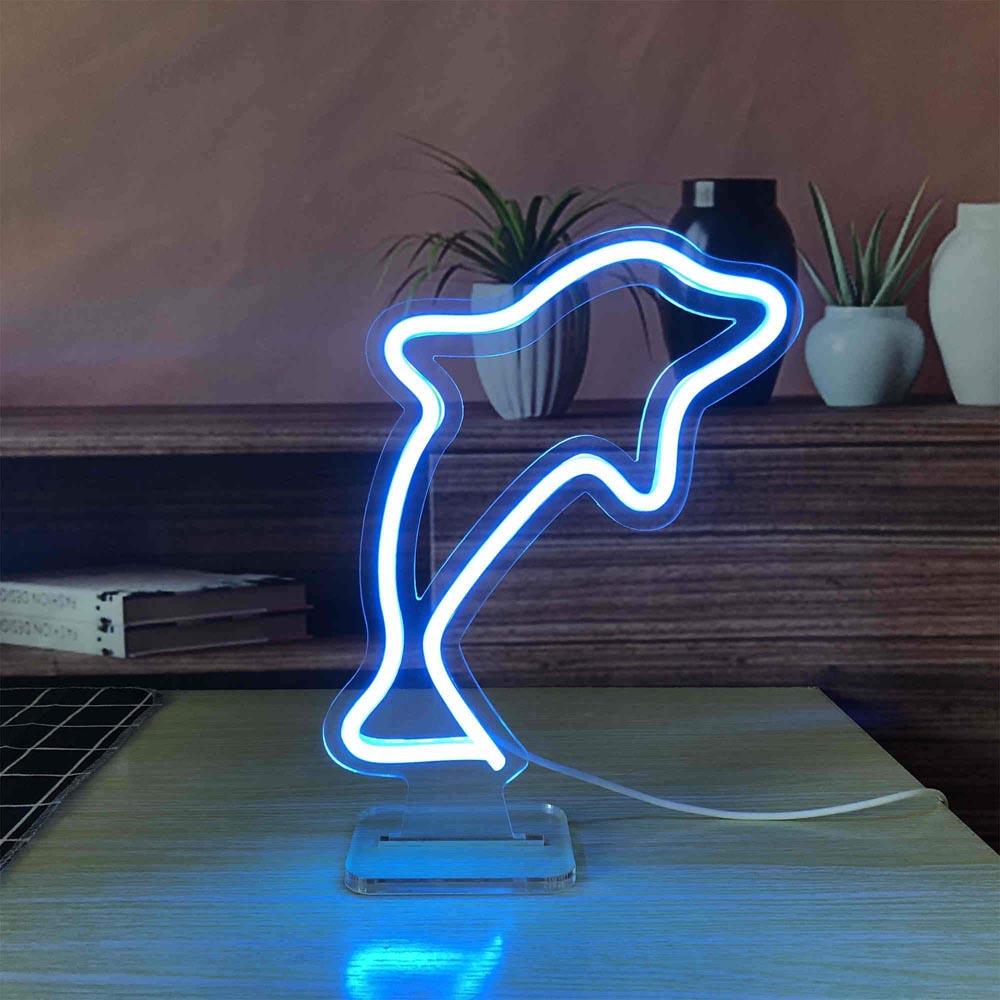 HDJSign - Small Dolphin USB Neon Sign HDJ Sign