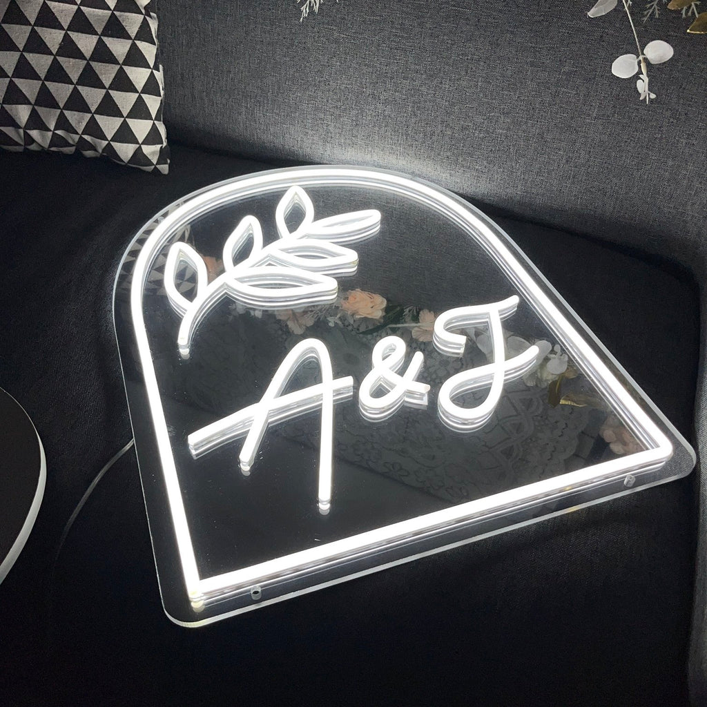 HDJSign - Custom Initials Mirror Neon Sign HDJ Sign