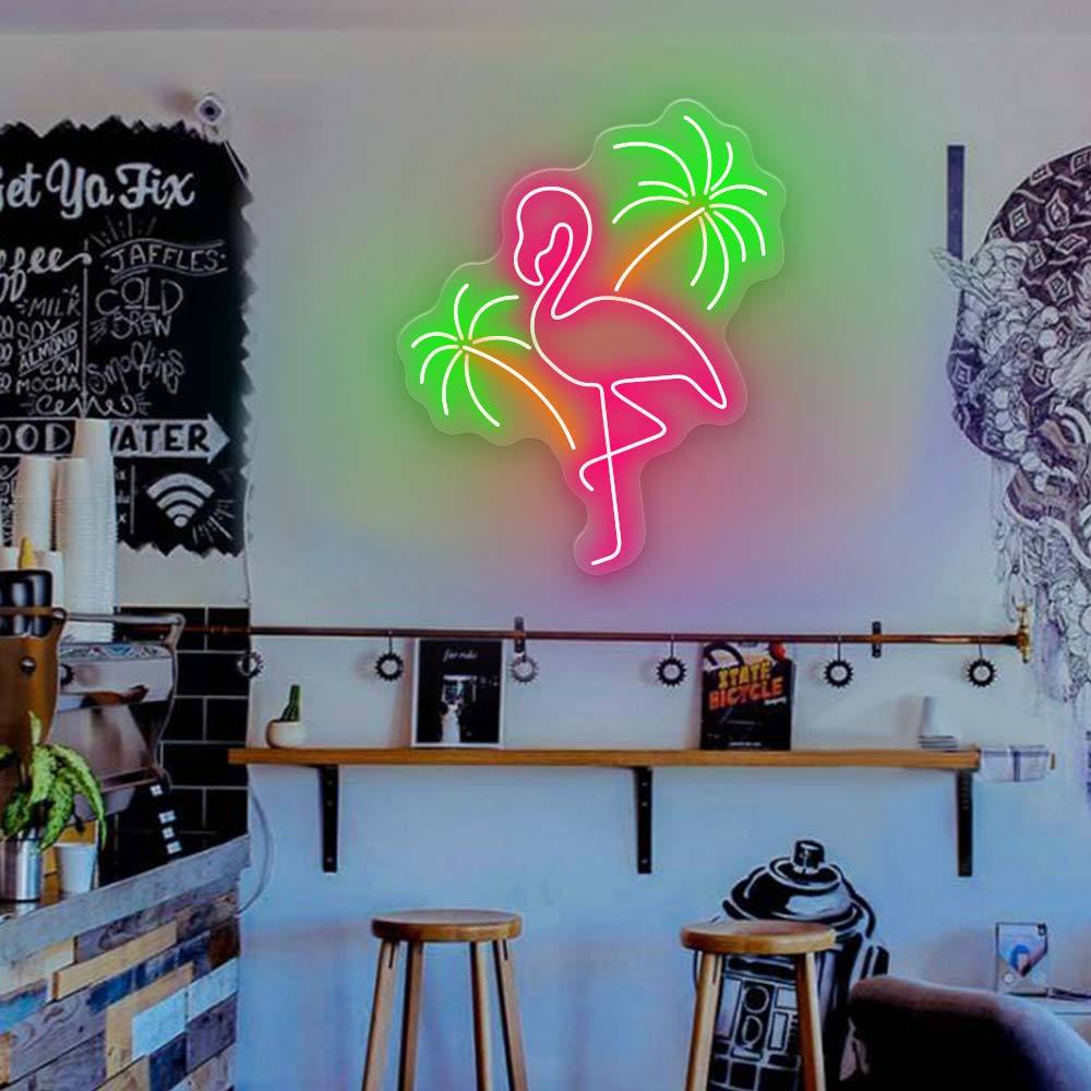 HDJSign - Flamingo with Coconut Bar Neon Sign HDJ Sign