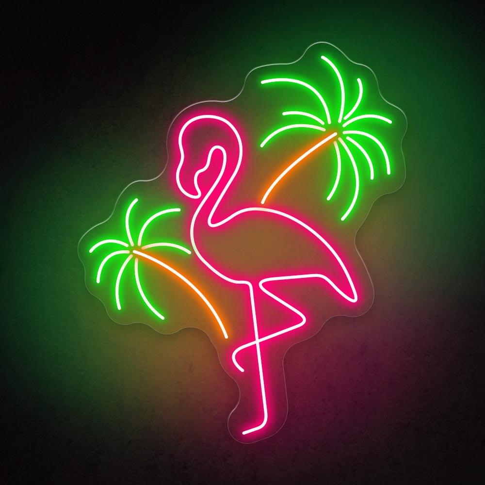 HDJSign - Flamingo with Coconut Bar Neon Sign HDJ Sign