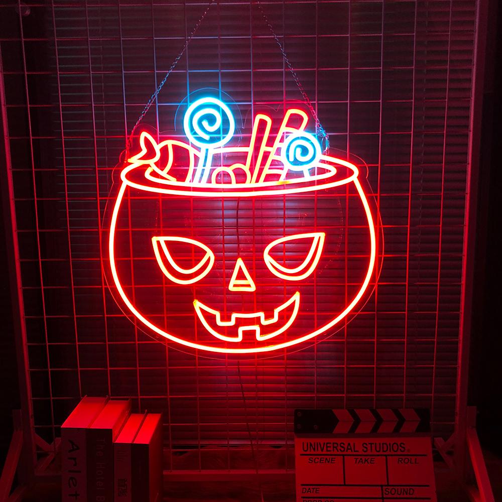 HDJSign - Halloween Candies Pumpkin Holiday Neon Sign HDJ Sign