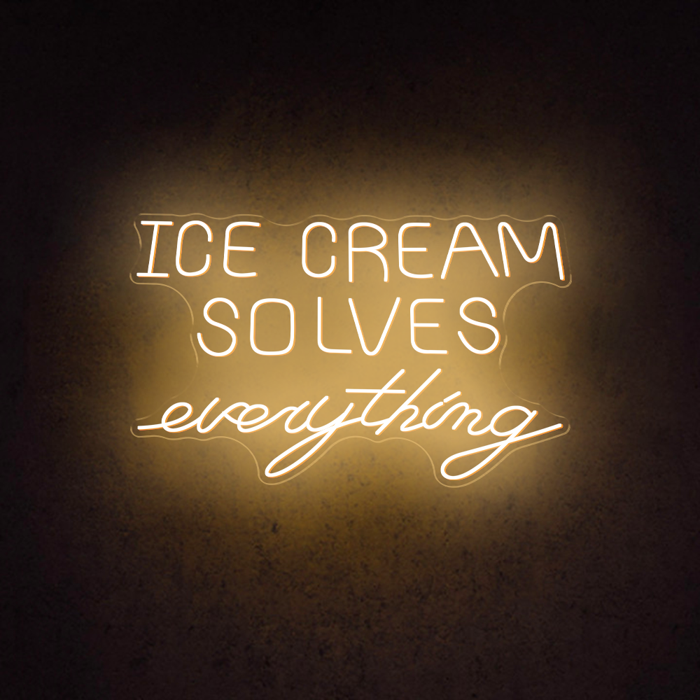 HDJSign - Ice Cream Solves Everything Business Neon Sign HDJ Sign