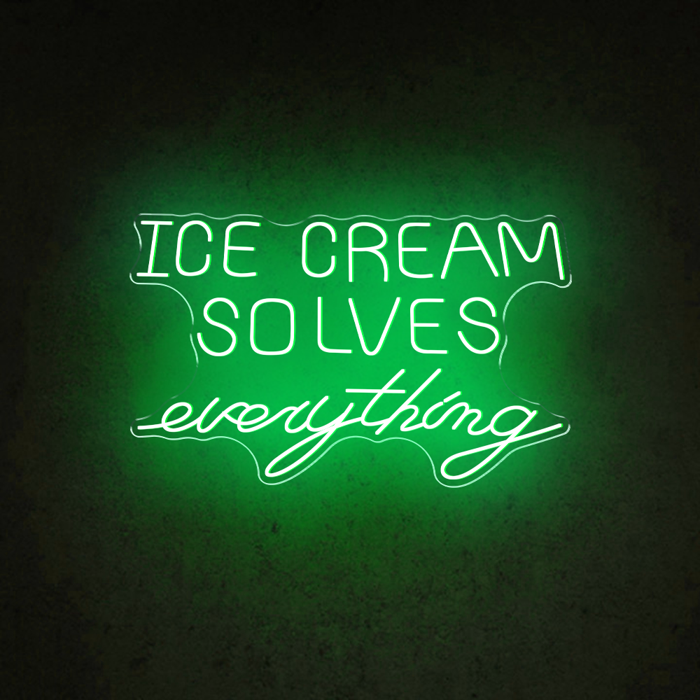 HDJSign - Ice Cream Solves Everything Business Neon Sign HDJ Sign