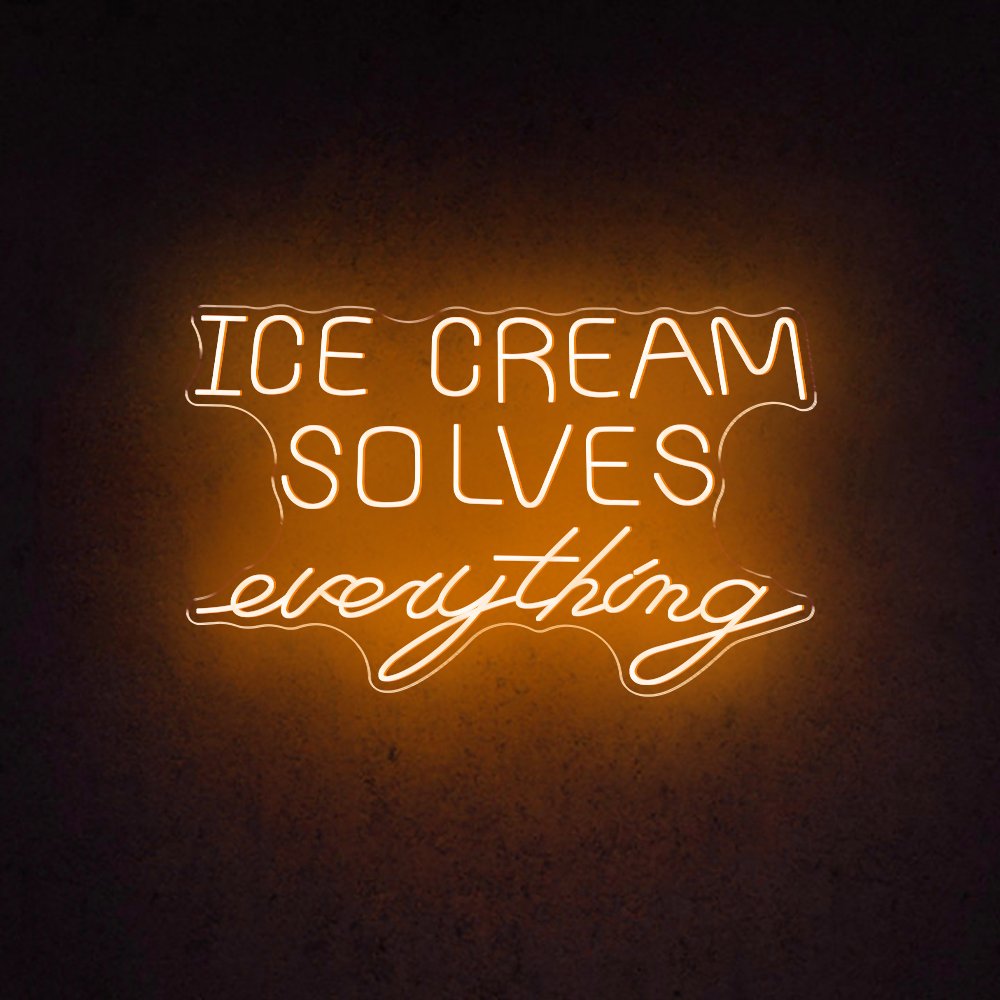 HDJSign - Ice Cream Solves Everything Business Neon Sign HDJ Sign