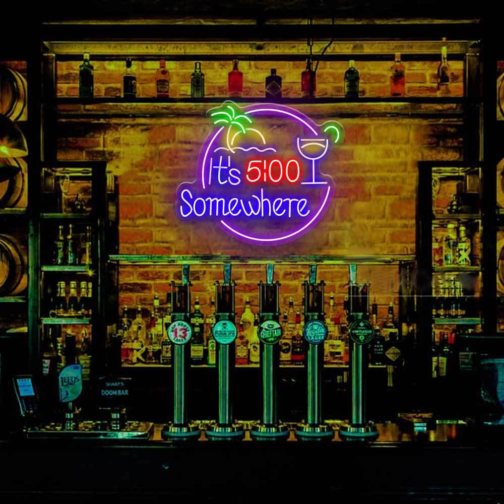 HDJSign - It's 5: 00 Somewhere Bar Neon Sign HDJ Sign