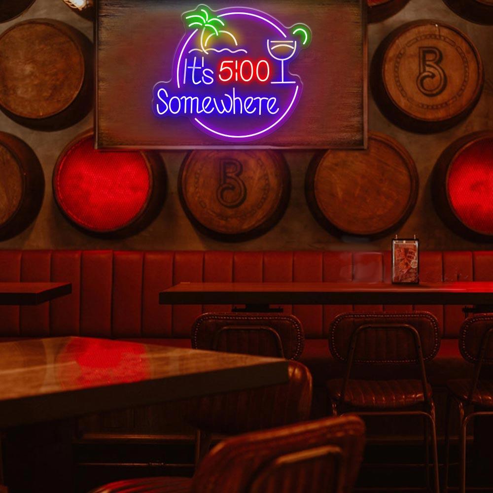 HDJSign - It's 5: 00 Somewhere Bar Neon Sign HDJ Sign