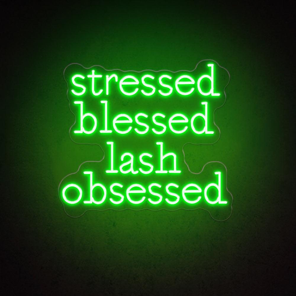 HDJSign - Stressed Blessed Lash Obsessed Salon Neon Sign HDJ Sign