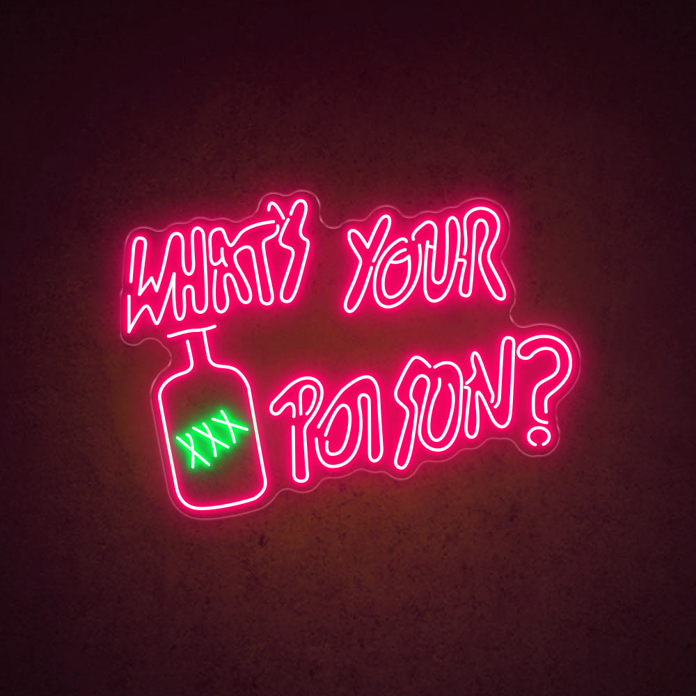 HDJSign - What's Your Poison Bar Neon Sign HDJ Sign