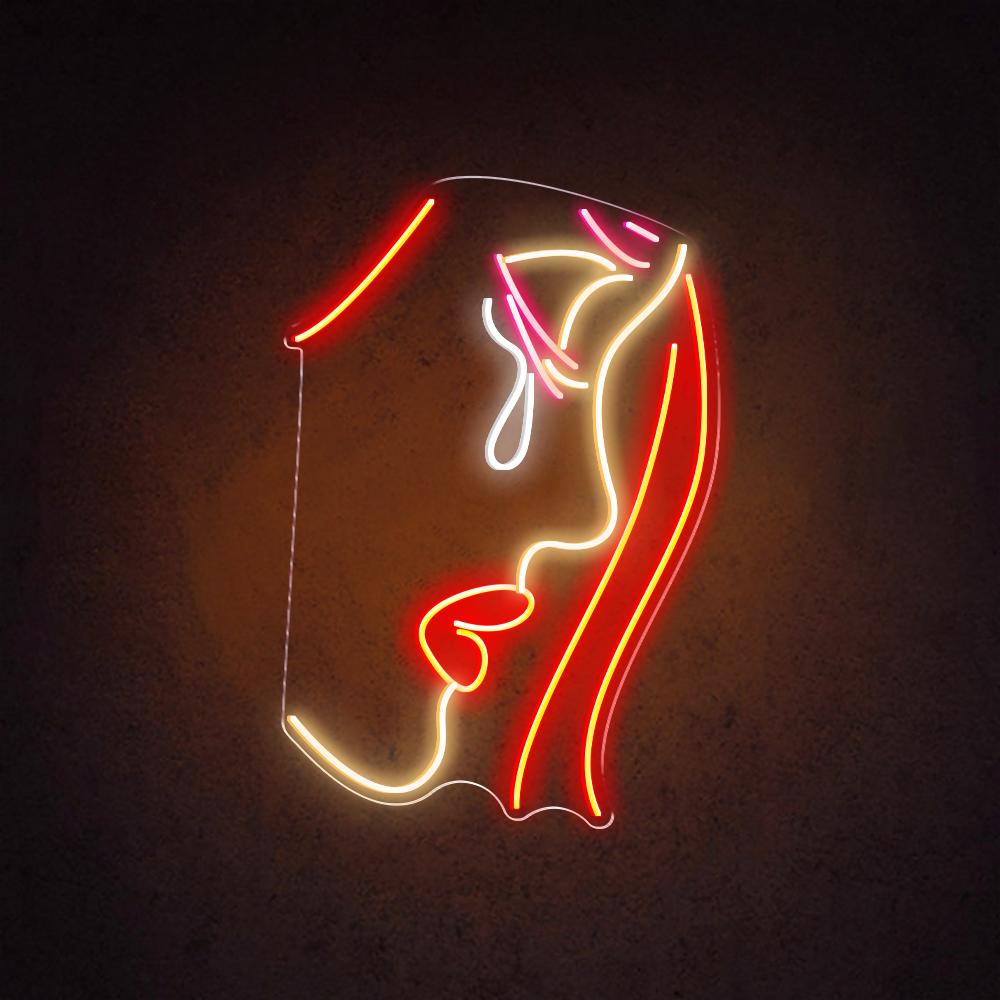 HDJSign - Woman Crying Face Abstract Neon Sign HDJ Sign